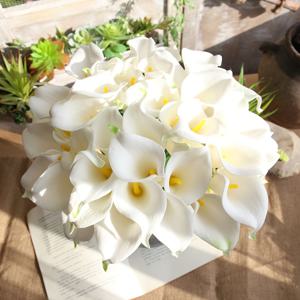 TEMU 20pcs 생생한 인공 칼라 리리 꽃, 결혼식 및 약혼식용 플라스틱 홈 데코, 용기 없음, 전기 없음, 배터리 없음