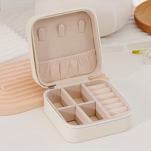TEMU 우아한 미니 보석 정리함 - 귀걸이, 목걸이, 반지용 휴대용 여행용 케이스 | 흰색, 핑크, 파랑, 검정색으로 제공 | 여성과 소녀에게 완벽한 선물|링귀걸이