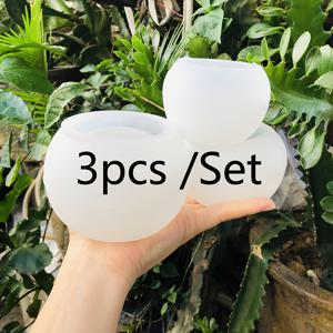 TEMU DIY 시멘트 캔들 컵, 다육 식물 화분, 레진 아트용 3개 구형 실리콘 몰드 - 내구성 있고 재사용 가능하며 쉽게 탈형 - 창의적인 공예 프로젝트에 완벽, 창의적인 공예 | 구형 모양 | 매끄러운 질감, 공예용 몰드 실리콘
