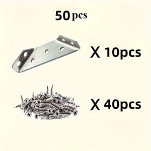 TEMU 50개 녹 방지 실버 그레이 스테인리스 스틸 코너 브레이스, 다목적 금속 커넥터, 나무 프레임, DIY 프로젝트 및 가구 수리, 목공 및 주택 개선에 이상적