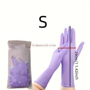 TEMU 50개 자주 사용되는 보라색 니트릴 장갑 - 주방, 욕실, 애완동물 관리 및 기타 용도로 사용할 수 있는 방수, 파우더 없는, 연장된 길이 - 청소, 타투, 헤어 염색에 적합, 주방 청소 장갑 | 연장된 길이 장갑 | 방수 장갑