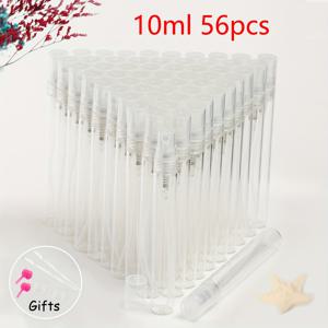TEMU 56개 팩 미니 유리 향수병, 2ml/3ml/5ml/10ml 재충전 가능 스프레이 바이알, 미세 분무 플라스틱 아토마이저, 무향, BPA 프리, 휴대용 미용 및 수분 스프레이 병 여행용|향수