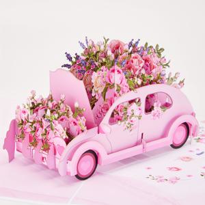 TEMU 매력적인 3D 팝업 핑크 꽃 카트 인사말 카드 - 데이, 생일 및 기념일에 이상적 - , 아내, 엄마, 딸을 위한 따뜻한 선물 - 사랑과 애정으로 수공예