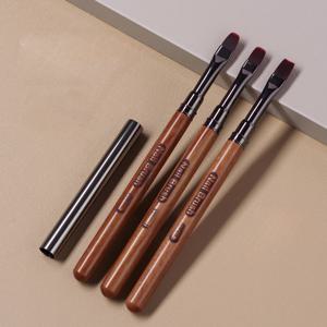 TEMU 3pcs 라운드 우드 핸들 아크릴 네일 브러시 펜 세트, 포뮬러 만이큐어를 위한 포름알데히드 없는 젤 빌더 브러시