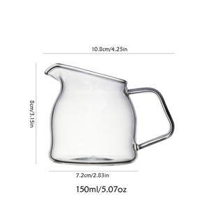 TEMU 1pc 미니 유리 컵 크림러 포트, 핸들이 있는 3-5 온스 투명 커피 포트, 커피, 우유, 시럽용 전자레인지 안전 우유 주그 - 식사용