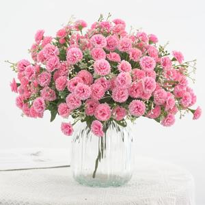 TEMU 우아한 핑크 인공 꽃다발 - 20개의 장식용 카네이션과 라일락 머리, 야외 결혼식, 가정 및 호텔 장식용 루스 줄기, 작은 라일락, 부케