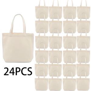 TEMU 24개 무지 토트백 DIY 아트 키트 - 내구성 좋은 빈 가방, 그림 그리기 및 공예용, 크래프터와 예술가를 위한 완벽한 선택|토트백|에코백