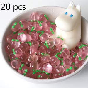 TEMU 20개 복숭아 모양 수지 비즈, DIY 쥬얼리, 헤어핀, 휴대폰 케이스 장식용 비공극 스페이서 비즈