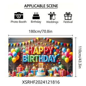 TEMU 1개 생동감 넘치는 생일 축하 배너 - 