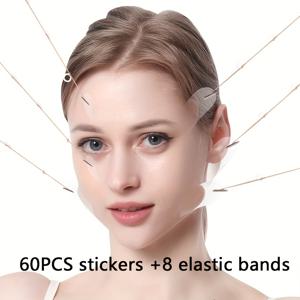 TEMU 20/60pcs V-Shape 얼굴 리프팅 스티커, 목 및 눈 리프팅을 위한 투명한 얇은 얼굴 테이프, 이마 및 주름 감소, 재사용 가능, 향수 없는, 냄새 없는, 메이크업 도구
