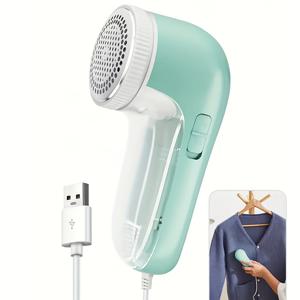 TEMU 휴대용 직물 면도기, 옷/소파/담요용 USB 전원용 보풀 제거기, 3단 전기 보풀 트리머, 충전 필요 없음, 가정용 청소 도구, 여성/남성에게 이상적인 선물, 녹색 및 분홍색