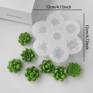 TEMU 1개 실리콘 다육식물 캔들 몰드, 7-in-1 미니 DIY 공예 몰드, 비누, 레진 주조, 아로마테라피 석고용 - 꽃 모양, 꽃 테마, DIY 캔들 만들기|꽃 테마 디자인|세밀한 장인 정신, 캔들 몰드 실리콘