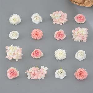TEMU 16개 우아한 실크 꽃 머리 세트 - 고급스러운 인조 국화, 수국 & 장미 꽃잎 DIY 공예, 케이크 장식, 화환 & 부케용 - 결혼식, 신부 샤워, 청소년 샤워 & 홈 파티 장식에 이상적