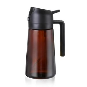 TEMU 16oz 2-in-1 유리 올리브 오일 디스펜서 & 스프레이어 - BPA 프리, 조리, 샐러드 드레싱, 바비큐 및 에어 프라이어 사용을 위한 라이트 블로킹 브라운, 인체공학적 손잡이 및 주입구가 있는 오일 스프레이어 병