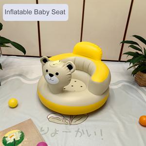 TEMU 1개 LAMGUU 귀여운 곰 테마 인플레이터블 어린이용 시트 - 샴페인 & 노랑, 라운드, 소년을 위한 편안한 학습 소파, 실내외 사용 가능, 전기 불필요