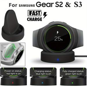 TEMU 갤럭시 게어 S2 S3 스포츠 스마트워치용 휴대용 충전 도크 베이스 충전기, USB Type-C 남성형에서 여성형으로, ≤36V 작동 전압, USB 전원 모드, 배터리 없음, USB 케이블 포함