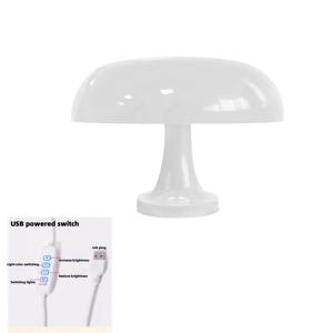 TEMU 1pc 현대적인 장식용 테이블 램프, 버섯 모양 디자인, USB 전원, 3가지 조명 모드, 조절 가능, 침실, 거실 장식용, 다듬어진 플라스틱, 선셋 테마, 푸시 버튼 제어, 조절 가능한 밝기, 배터리 없음