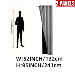 TEMU 2패널, 100% 프라이버시 보호 폴리에스터 커튼, 필름 라미네이션, 아이렛 걸이 방법, 침실 및 거실용 아이렛 디자인 홈 데코