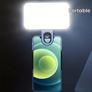 TEMU 스마트폰용 휴대용 클립형 LED 조명 - USB 충전, 조절 가능한 밝기 및 각도, 셀카 및 비디오 녹화에 이상적, 실내 사용, LED 광원, 리튬 폴리머 배터리, ≤36V 작동 전압