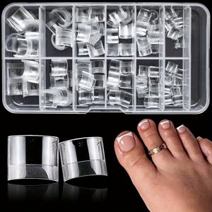 TEMU 240개 소프트 고무 짧은 사각 발톱 - 반 매트, 울트라-짧은 프렌치 스타일, 트림 없음, DIY 네일 아트용 투명 아크릴 무봉제 인조 발톱, 발톱 랩