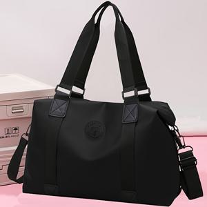 TEMU 남녀 모두에게 적합한 캐주얼 나일론 토트 백 - 조절 가능한 스트랩, 지퍼 클로저, 폴리에스터 안감, 휴대용 여행 및 집 옮기기 핸드백, 접이식 산모 및 수하물 포장 백