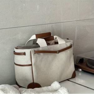 TEMU 세련된 베이지 & 화이트 옥스포드 천 기저귀 토트백 - 대용량, 다용도 수납함과 보온 보냉 보틀 홀더가 있는 이동 중 엄마용 기저귀 가방