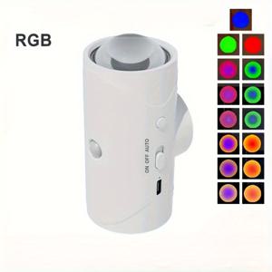 TEMU 무선 충전식 리튬 배터리 1500mAh LED 야간 조명, RGB 그라데이션 분위기 조명, 조광 가능, 동작 감지, 적외선 센서 기능, USB 충전식, USB 케이블 포함, 플라스틱 소재, 배터리 구동, 패치워크 패턴, 벽걸이, 독립형, 다운라이트, 스위치 제어, 실내, 현관, 침대, 책상, 옷장, 다양한 방 타입에 적합