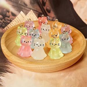 TEMU 12개 루미너스 고양이 레진 참 | 빛나는 3D 고양이 펜던트 DIY 주얼리 만들기용 | 목걸이, 귀걸이 & 팔찌용 귀여운 동물 디자인 | 할로윈 공예 액세서리, 주얼리 만들기용 고양이 참
