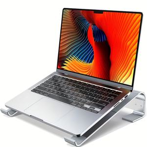 TEMU 1pc 에르고노믹 알루미늄 노트북 스탠드, 분리 가능한 노트북 라이저, 12-17인치 맥북 프로/HP/Dell/Lenovo와 호환, 견고한 4점 기계 모델, 최대 40파운드까지 지원, 실버