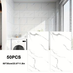 TEMU /100개 Marble 효과 자체 접착 벽 타일, 비닐 폼 벽 스티커, 방수 및 방습, 청소 및 절단이 쉬움, 욕실, 거실, 주방, 침실 리노베이션