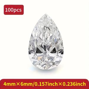 TEMU 100개 4*6Mm/5*7Mm 물방울 모양 백색 합성 지르코니아, 반짝이는 합성 지르코니아, DIY 보석 만들기 재료, 정밀 절단 기술, 반지, 목걸이, 패ンデ트, 귀걸이 및 DIY 프로젝트에 적합, 휴일 및 기념일 선물에 최고의 선택입니다.|링귀걸이