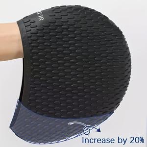 TEMU 1개 성인 물방울 수영모, 방수 실리콘 버블 캡, 큰 버클, 여성 긴 머리카락, 대형 버전 귀 보호대, 긴 머리카락 랩, 흰색, 여성용, 할로윈, 데이, 여성의 날, 어머니의 날, 추수감사절