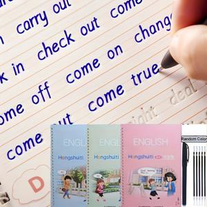 TEMU 3권 1세트 영어 필기 연습장, 독립형 필기 도구, 영어 서예 알파벳 재사용 가능한 책|캘리그라피