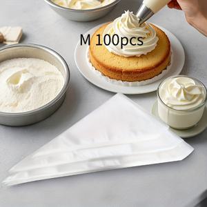 TEMU 케이크 장식용 두꺼운 일회용 아이싱 백 100개 세트 - S/M/L 3가지 사이즈, 홈 베이커 및 전문 주방에 적합한 내구성 있는 플라스틱 페이스트리 백, 쉬운 그립 디자인, 어머니날/아버지날/졸업식 케이크 용품