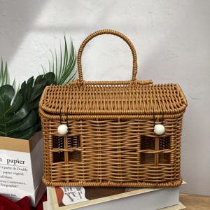 TEMU 패션 라탄 피크닉 바구니 - 결혼식, 브라이드 마이드, 생일 선물에 적합 - 음식과 음료 보관용 이상적인 용기