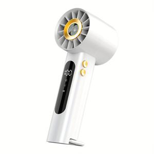 TEMU USB 충전식 터빈 핸드헬드 팬 소형 휴대용 데스크탑 탁상용 선풍기 조절 가능한 풍속 디스플레이 배터리 전원 여름 캠핑 여행 휴일 야외 도구 쇼핑에 편리한 내장형 충전식 배터리와 강력한 지속 시간|캠핑선풍기