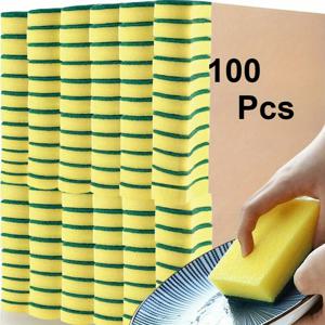 TEMU 100개, 다용도 청소 스펀지, 가정 청소용 이중면 스크라잉 패드, 식기 세척 스펀지, 주방 스펀지, 긁힘 없는 내구성 있는 스펀지, 닦기, 초강력 흡수력, 청소 용품, 청소 도구