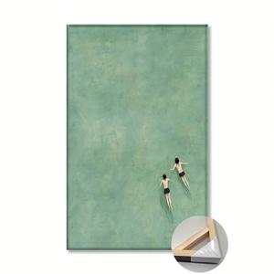 TEMU 대형 그린 월 아트, 27.6x39.4인치 - 액자 수영 인물 캔버스 프린트, 방수 HD, 소나무 프레임, 거실, 침실, 식당 및 공부방에 이상적, 걸기 쉬운, 공부방 장식 | 수영 인물 디자인 | 방수 캔버스