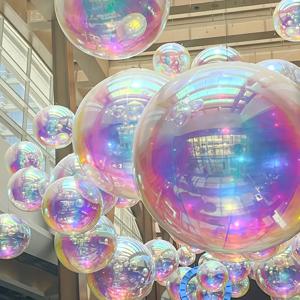TEMU 6팩 4D 그라데이트 아이리드스센 알루미늄 포일 풍선, 혼합 색상 라운드 파티 장식, 결혼식, 약혼식, 생일, 데이, 새해 및 주제적인 기념일을 위한 장식