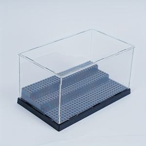 TEMU 클리어 블랙 벽돌 디스플레이 케이스 - 방진, 다용도 선반 미니 피규어 홀더, 수집용 내구성 ABS 레진, 방수, 플립탑 뚜껑, 현대적인 보관 및 디스플레이 솔루션, 공예 보관 솔루션 | 투명 쇼케이스 | 방진 커버, 수집용 디스플레이 케이스