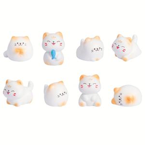 TEMU 8pcs 귀여운 만화 고양이 조각품, 현대 레진 미니 스크류, 범용 휴일 장식, 전기 필요 없음, 정원 인형집 DIY 액세서리용 다용도 방 장식