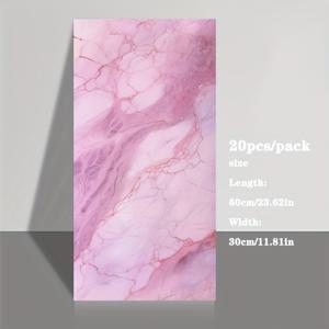 TEMU 핑크 마블 스타일의 20개 들이 붙이는 폼 벽 타일, 30cm x 60cm - 방수, 자체 접착식, 욕실, 주방, 거실, 사무실 장식용으로 쉽게 잘라 사용 가능, 주방 백스플래시 | 판타지 테마 장식 | 플라스틱 벽 스티커
