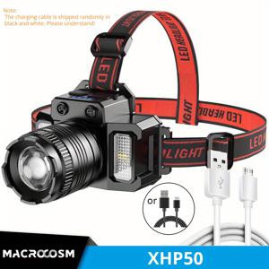 TEMU LED 인덕션 헤드램프, HXP50+COB 충전식 머리 장착형 손전등, 야외 캠핑 낚시 사냥 등반 탐험용 센서 헤드라이트