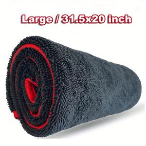 TEMU 1pc 슈퍼 대형 차량 건조 파이버 타월, 80x50cm, 초 흡수성, 짠 파이버, 링 기술, 500g/㎡, 차량 보호용