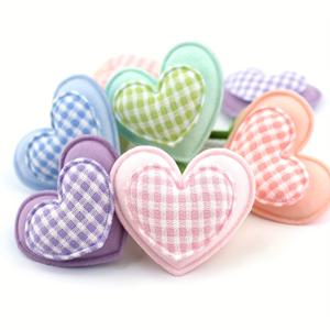 TEMU 15개 4.5cm 수제 이중층 하트 모양 브로치, 천, DIY 헤어 액세서리, 옷, 신발, 모자, 패치, 액세서리
