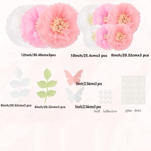 TEMU 23피스 티슈 페이퍼 플라워 공예 키트, 데이, 결혼식, 생일, 크리스마스, 새해, 어머니의 날, 졸업을 위한 DIY 로맨틱 파티 장식 - 실내외 디스플레이, 차고 액센트, 홈 & 파티 벽 장식, 전기 필요 없음
