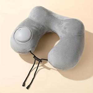 TEMU 1pc 압축 및 팽창 U형 여행용 베개 - 해군 파란색, 접이식 및 수납 가방이 있는 수건 세탁 가능, 중간 부드러움, 여행 및 낮잠 중 목 지지에 이상적, 이동 편안함|인체공학적 목 쿠션|휴대용 베개|목베개
