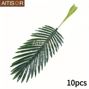 TEMU AITISOR 10개 리얼리스틱 인공 야자수 잎 - 대형 열대 인조 이끼, 홈 데코, 주방 장식, 파티 & 웨딩 배경, 봄 & 여름 장식용 - 내구성 있는 플라스틱, 생동감 있는 녹색, 홈 액센트 | 장식용 식물 | 생생한 외관