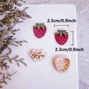 TEMU 2pcs 폴리레신 과일 및 꽃 도자기 커터 세트, 딸기 및 별어류 모양, 보석 만들기 귀걸이 폴리머 도자기 도구, 예술가용 DIY 공예 용품