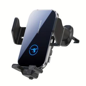TEMU 15W 고속 무선 자동차 충전기, USB Type-C, 자동 클램핑, 단락 보호, iPhone 16 ~ 11 Pro/Max/Plus/Mini, Samsung Galaxy S25 S24 Ultra S23 S22 S21 S20, Android 기기|C타입충전기
